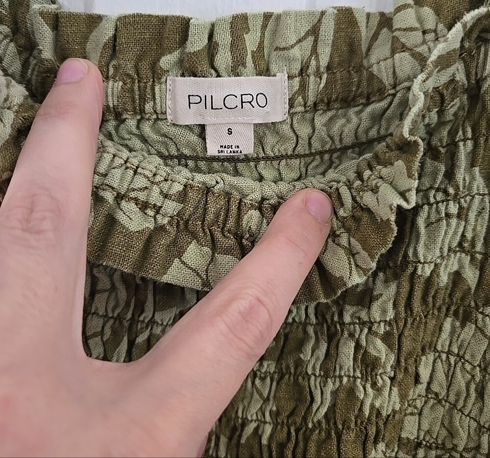 Anthro Pilcro Smocked Wide-Leg Jumpsuit in Olive Floral - Picture 4 of 10